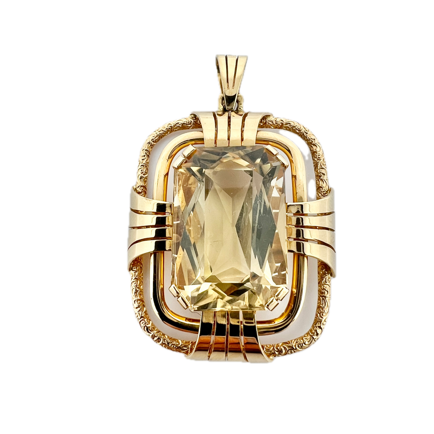 Wilhelm Harbeck, Sweden 1951. Vintage Mid-century Modern 18k Gold Citrine Pendant.