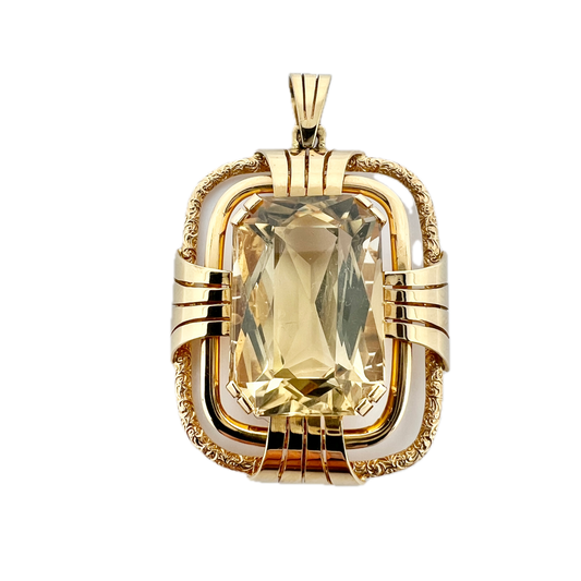 Wilhelm Harbeck, Sweden 1951. Vintage Mid-century Modern 18k Gold Citrine Pendant.