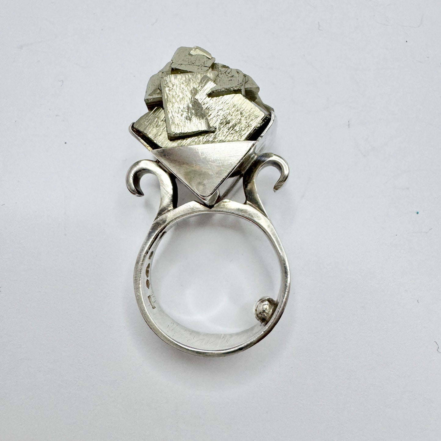 Silversmedjan I Järvsö, Sweden 1974. Bold Vintage Sterling Silver Pyrite Ring