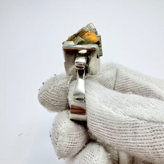 Silversmedjan I Järvsö, Sweden 1974. Bold Vintage Sterling Silver Pyrite Ring