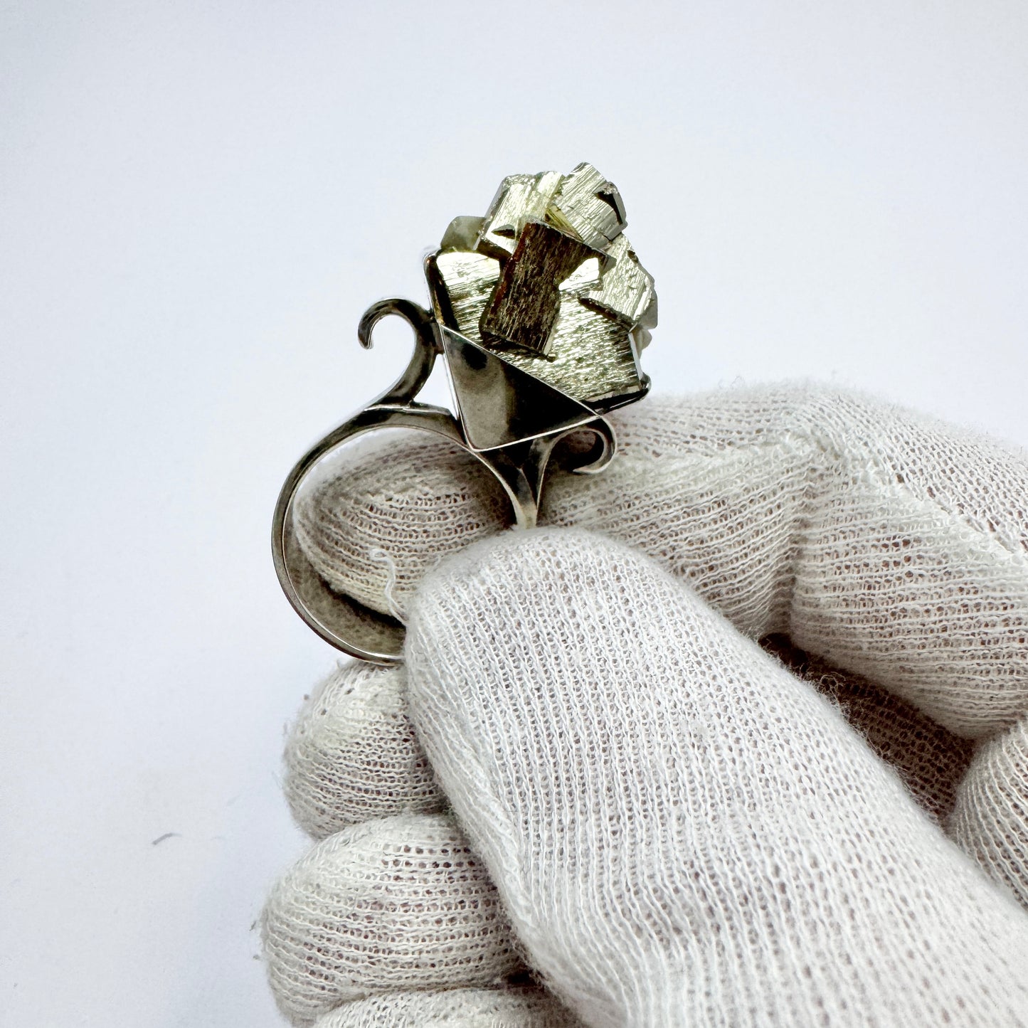 Silversmedjan I Järvsö, Sweden 1974. Bold Vintage Sterling Silver Pyrite Ring