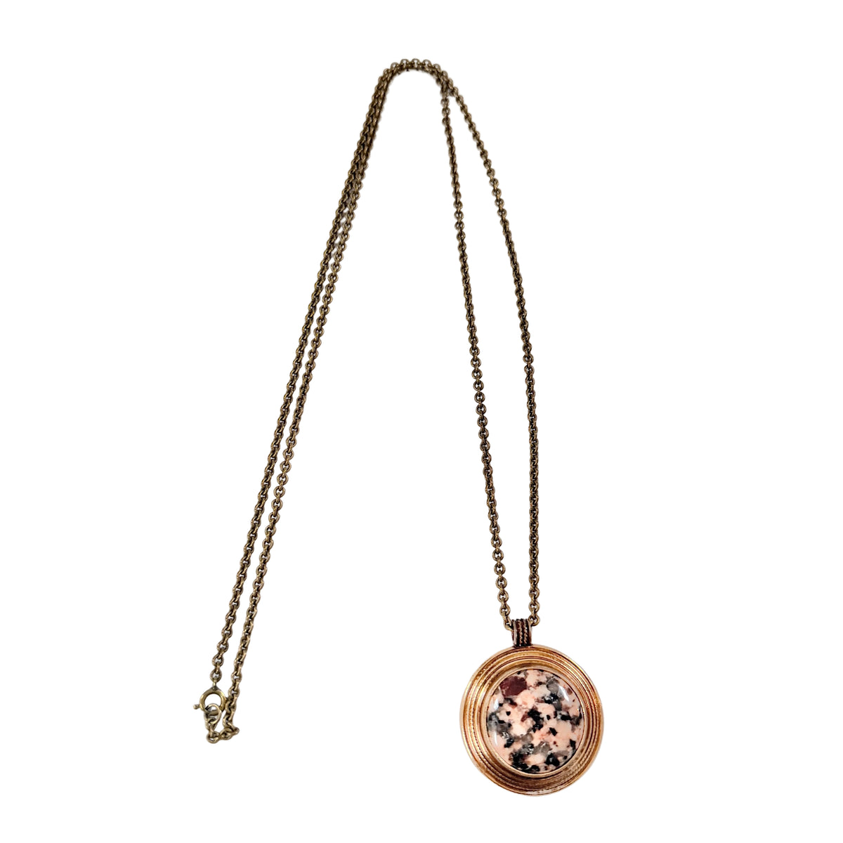 Kalevala Koru, Finland. Vintage Bronze Granite Pendant Necklace.