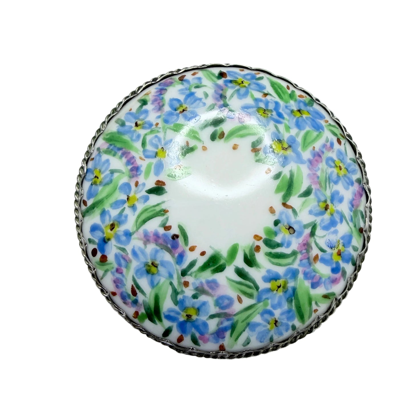 NC Christiansson, Sweden 1918. Antique Silver Painted Porcelain Meadow Flowers Brooch