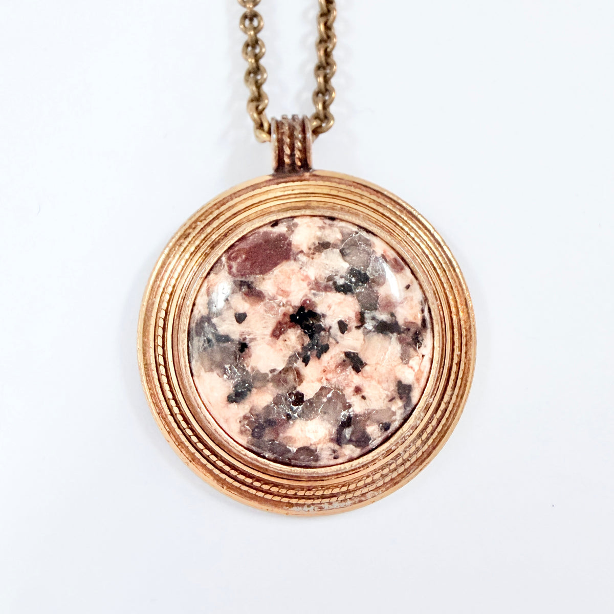 Kalevala Koru, Finland. Vintage Bronze Granite Pendant Necklace.