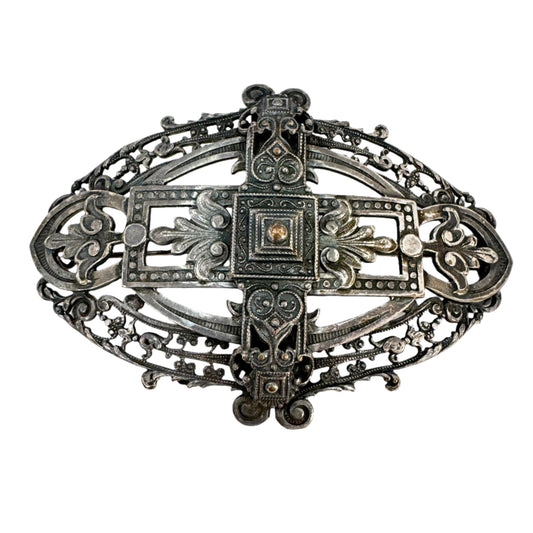 Germany mid 1800s. Antique Berlin Iron Large Brooch.