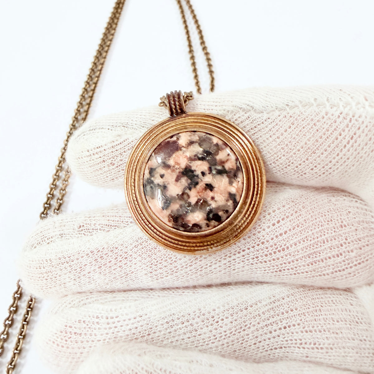 Kalevala Koru, Finland. Vintage Bronze Granite Pendant Necklace.