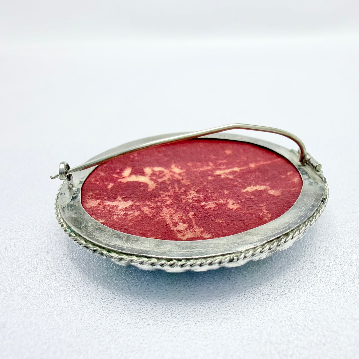 NC Christiansson, Sweden 1918. Antique Silver Painted Porcelain Meadow Flowers Brooch