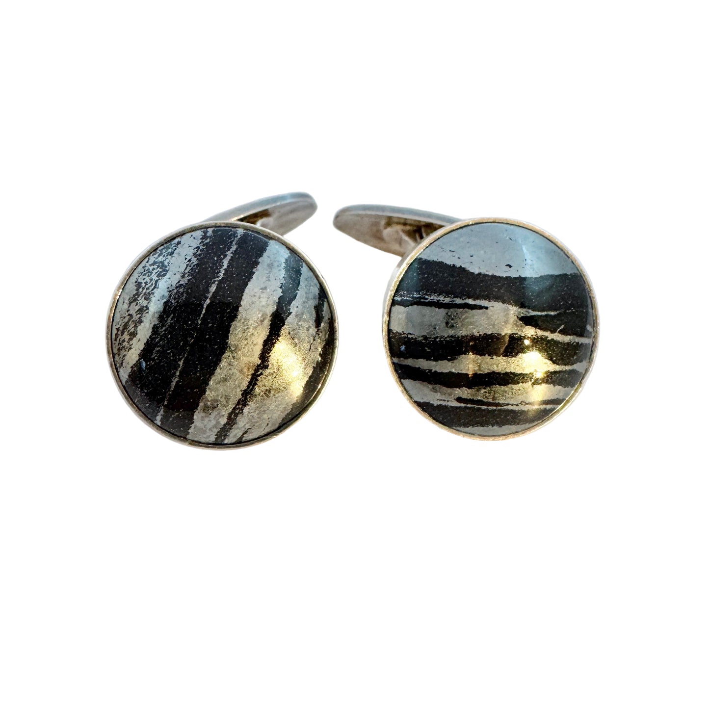 Stenlya, Sweden 1975. Vintage Sterling Silver Iron Ore Cufflinks.