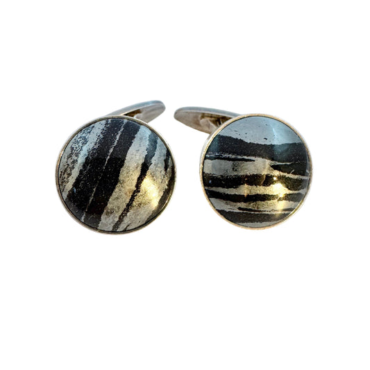 Stenlya, Sweden 1975. Vintage Sterling Silver Iron Ore Cufflinks.