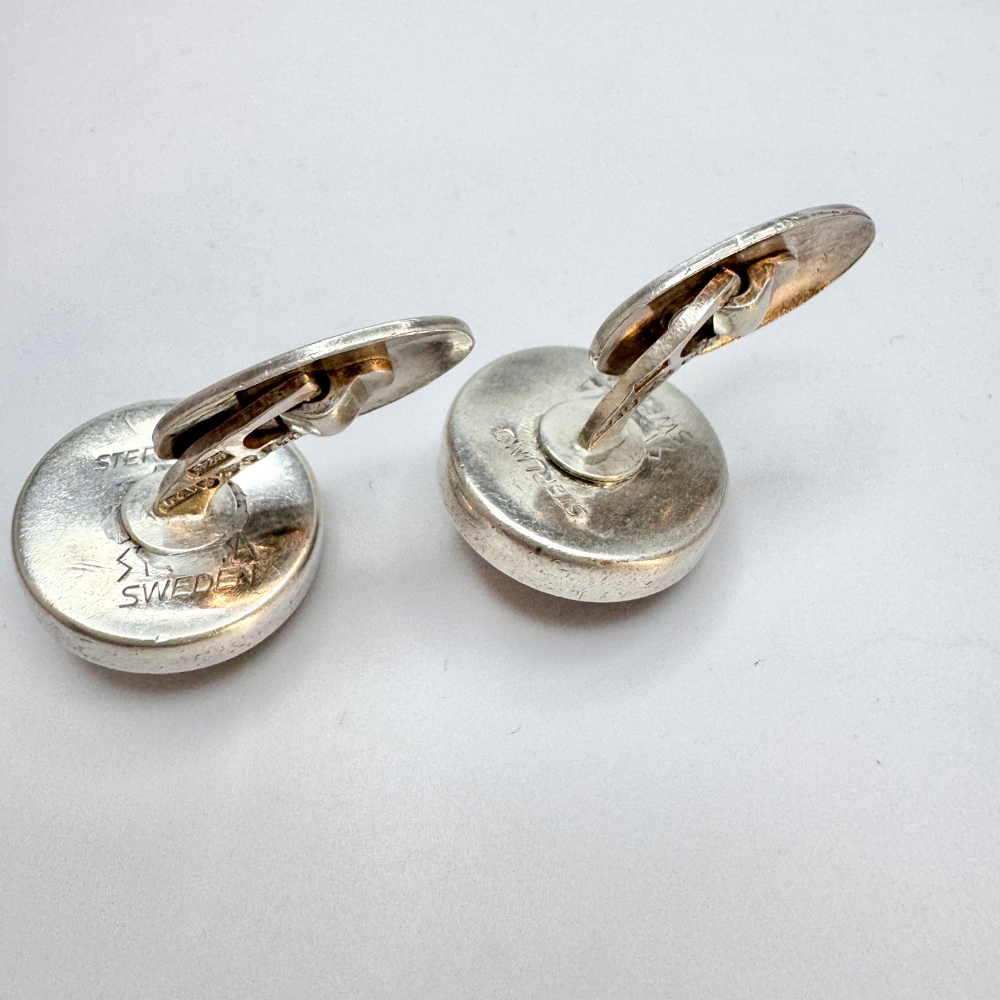 Stenlya, Sweden 1975. Vintage Sterling Silver Iron Ore Cufflinks.