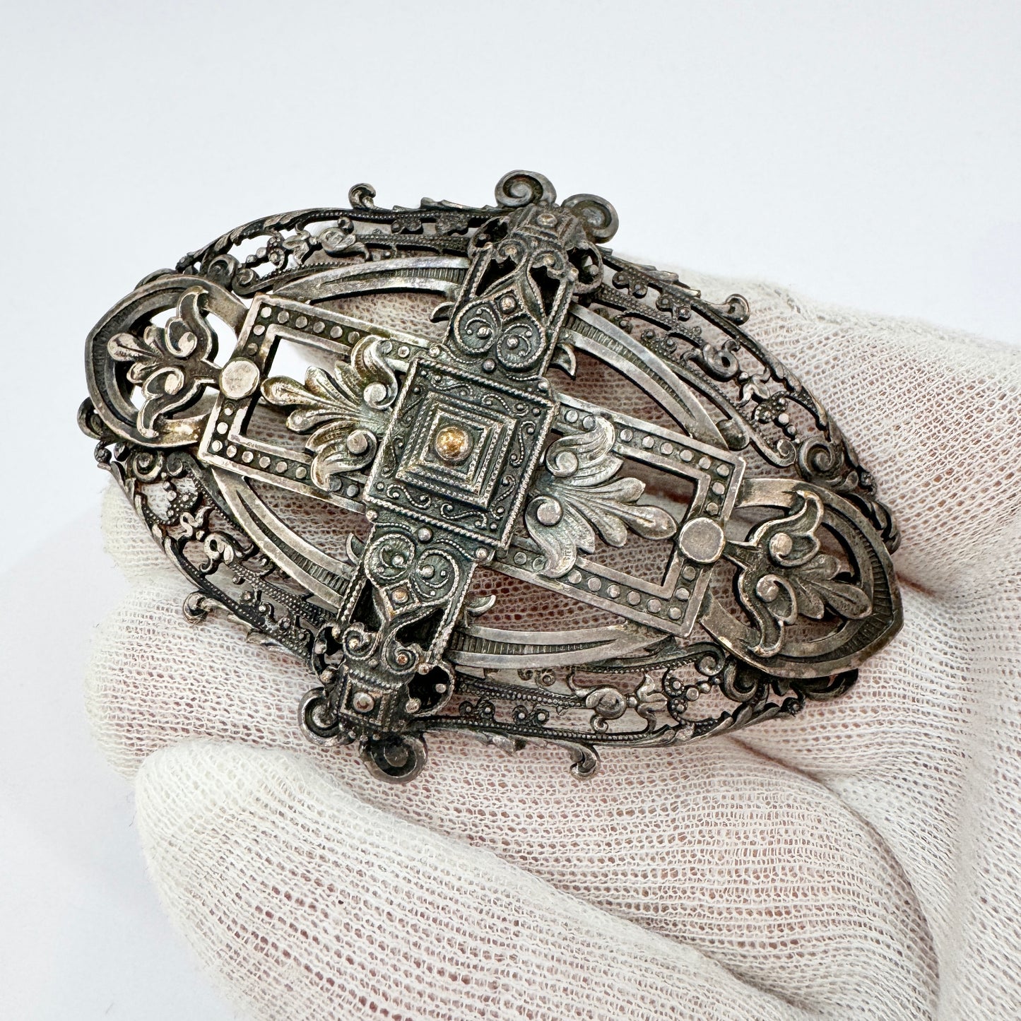 Germany mid 1800s. Antique Berlin Iron Large Brooch.