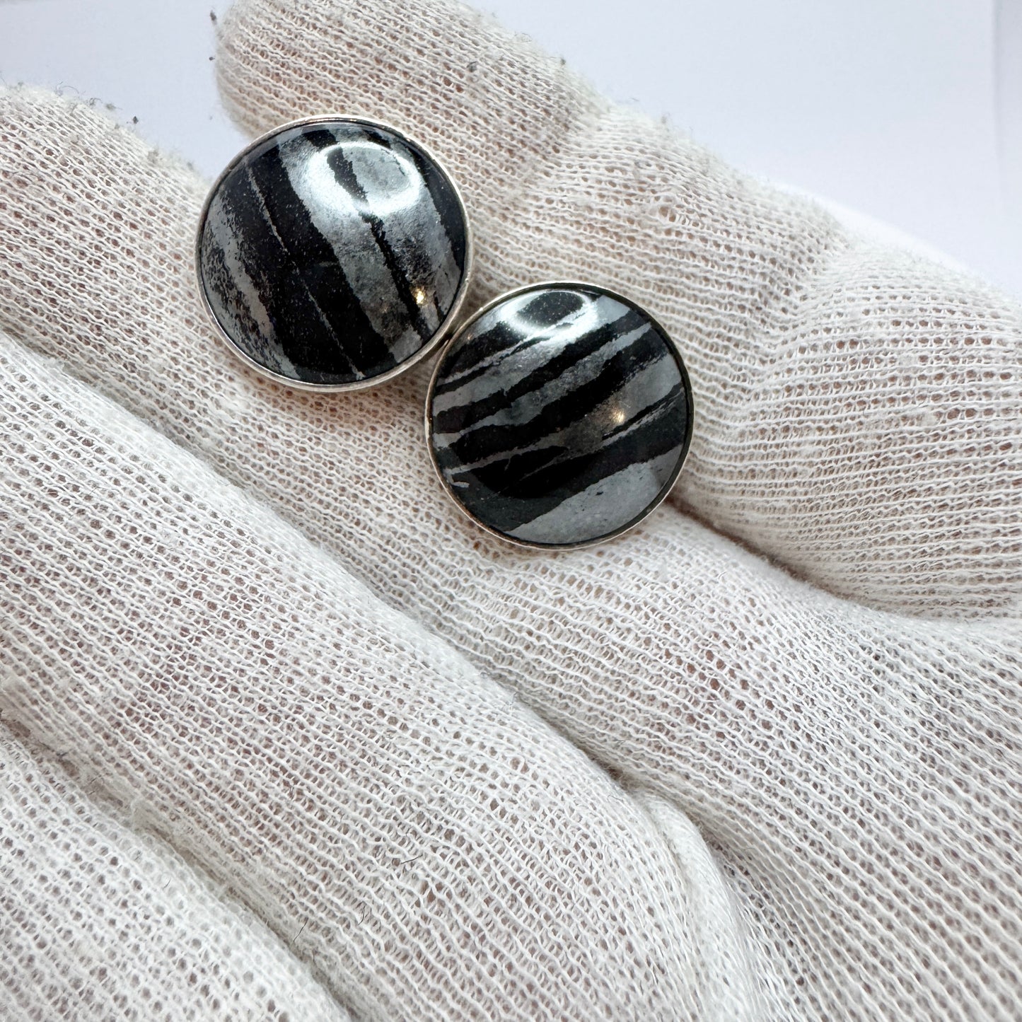 Stenlya, Sweden 1975. Vintage Sterling Silver Iron Ore Cufflinks.