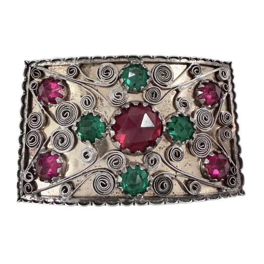 CD Bäckström, Sweden 1902. Antique Solid Silver Paste Stone Brooch.
