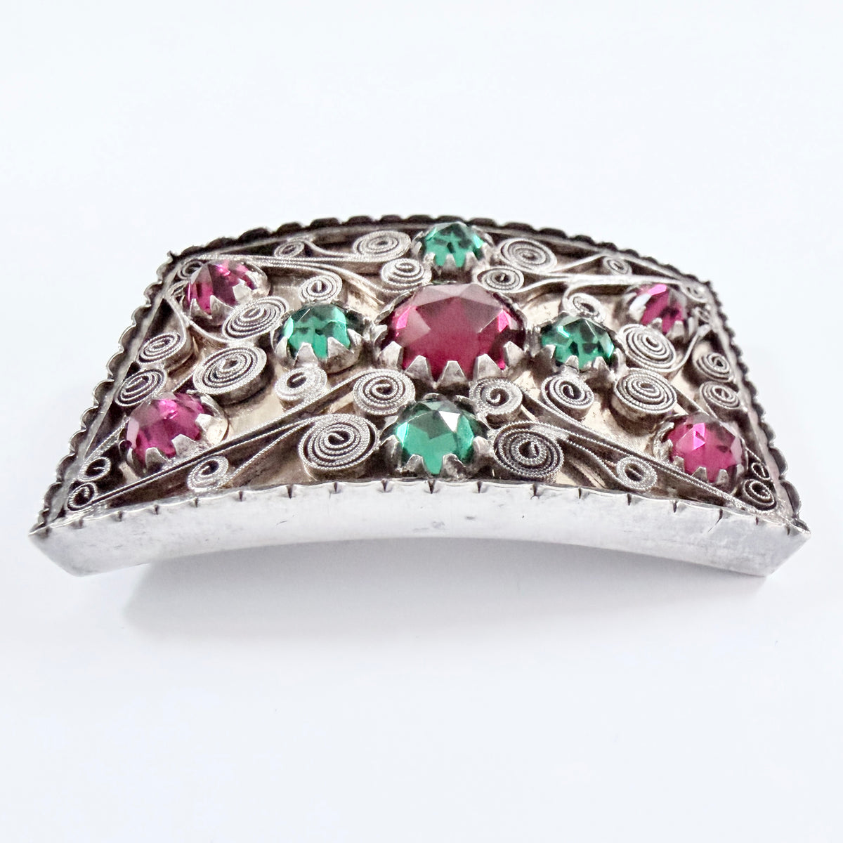 CD Bäckström, Sweden 1902. Antique Solid Silver Paste Stone Brooch.