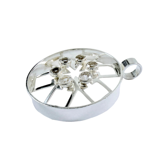Kultasepät Salovaara, Finland 1973. Vintage Sterling Silver Rock Crystal Pendant.