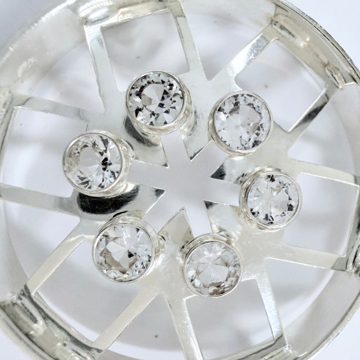 Kultasepät Salovaara, Finland 1973. Vintage Sterling Silver Rock Crystal Pendant.