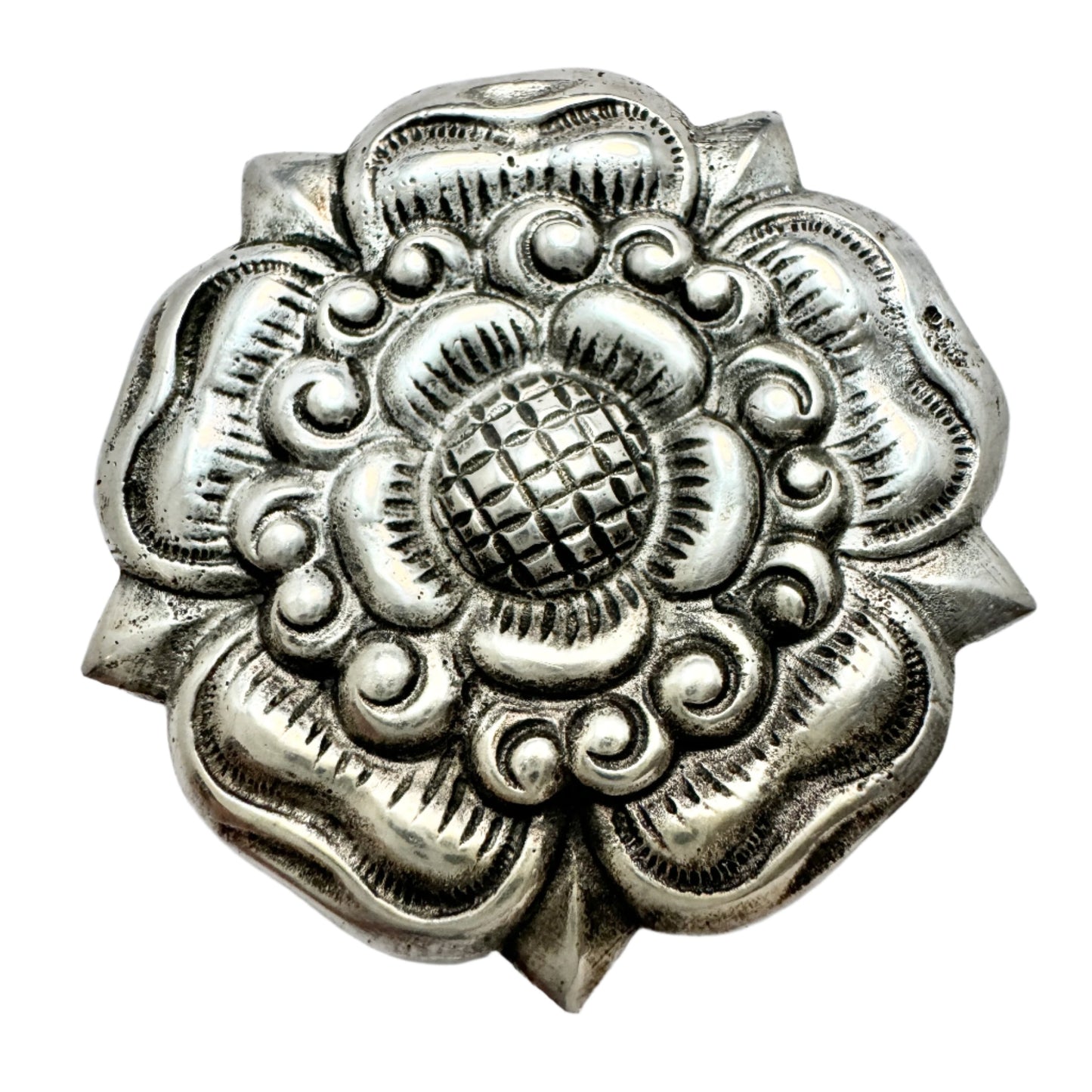 Henrik Møller, Trondhjem Norway. Early 1900s Solid Silver Trondhjem Rose Brooch.