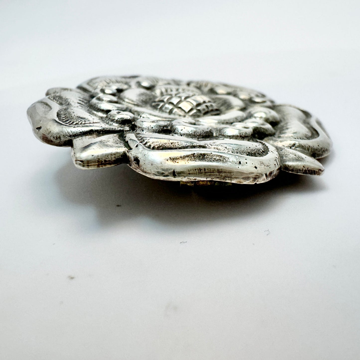 Henrik Møller, Trondhjem Norway. Early 1900s Solid Silver Trondhjem Rose Brooch.