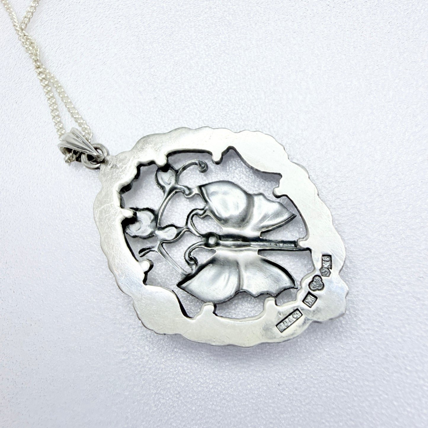 G Dahlgren, Sweden 1948. Vintage Sterling Silver Butterfly Pendant Necklace.