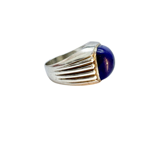 Germany 1960s Vintage Solid Silver Lapis Lazuli Ring.
