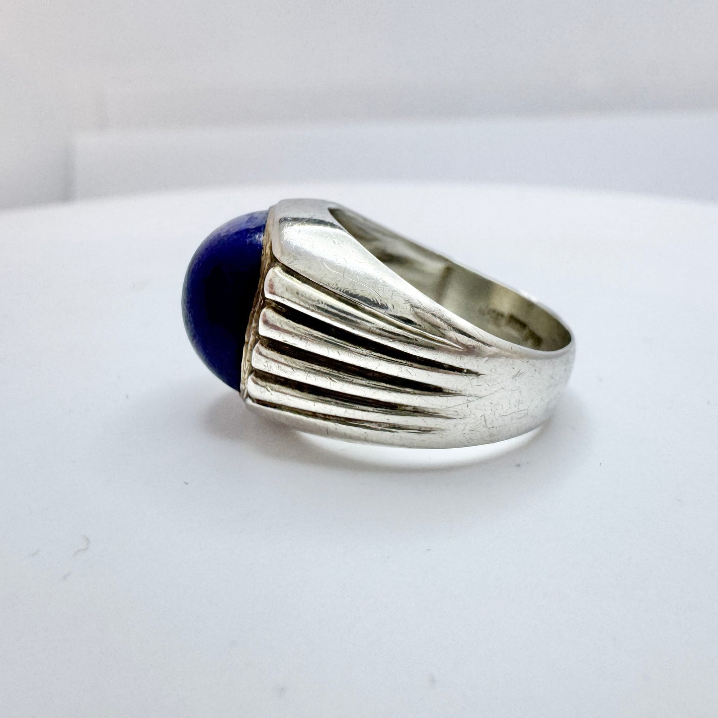 Germany 1960s Vintage Solid Silver Lapis Lazuli Ring.