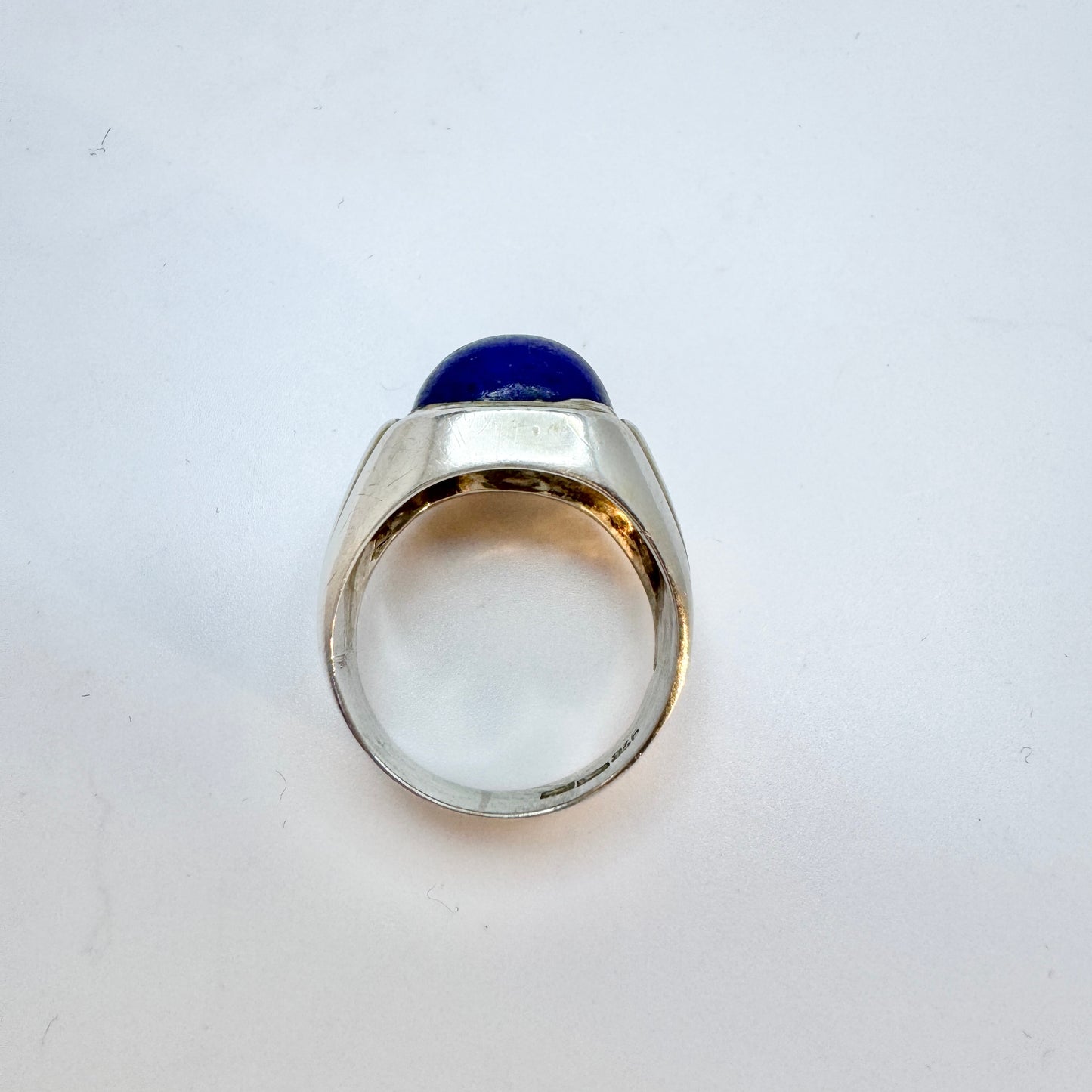 Germany 1960s Vintage Solid Silver Lapis Lazuli Ring.