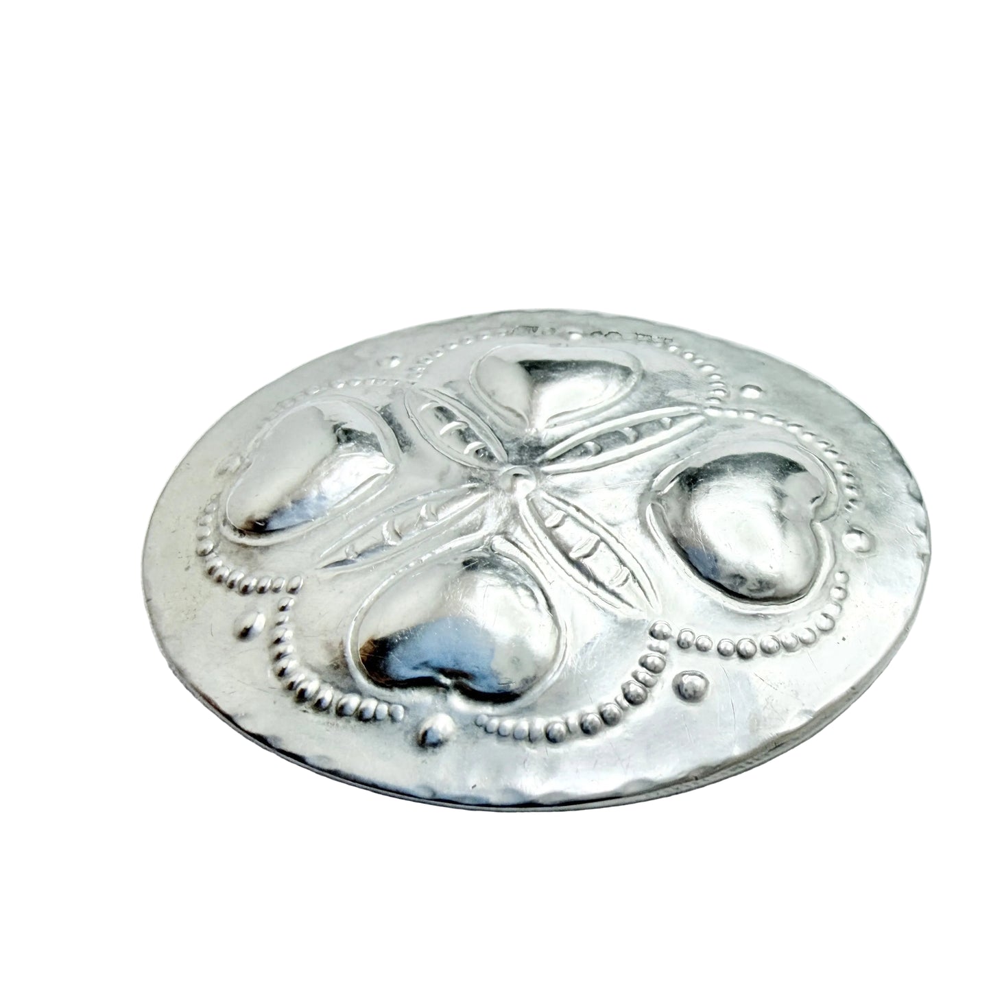 GAB, Sweden 1914. Antique Solid Silver Four Hearts Brooch.