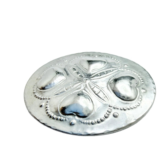 GAB, Sweden 1914. Antique Solid Silver Four Hearts Brooch.