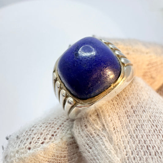 Germany 1960s Vintage Solid Silver Lapis Lazuli Ring.