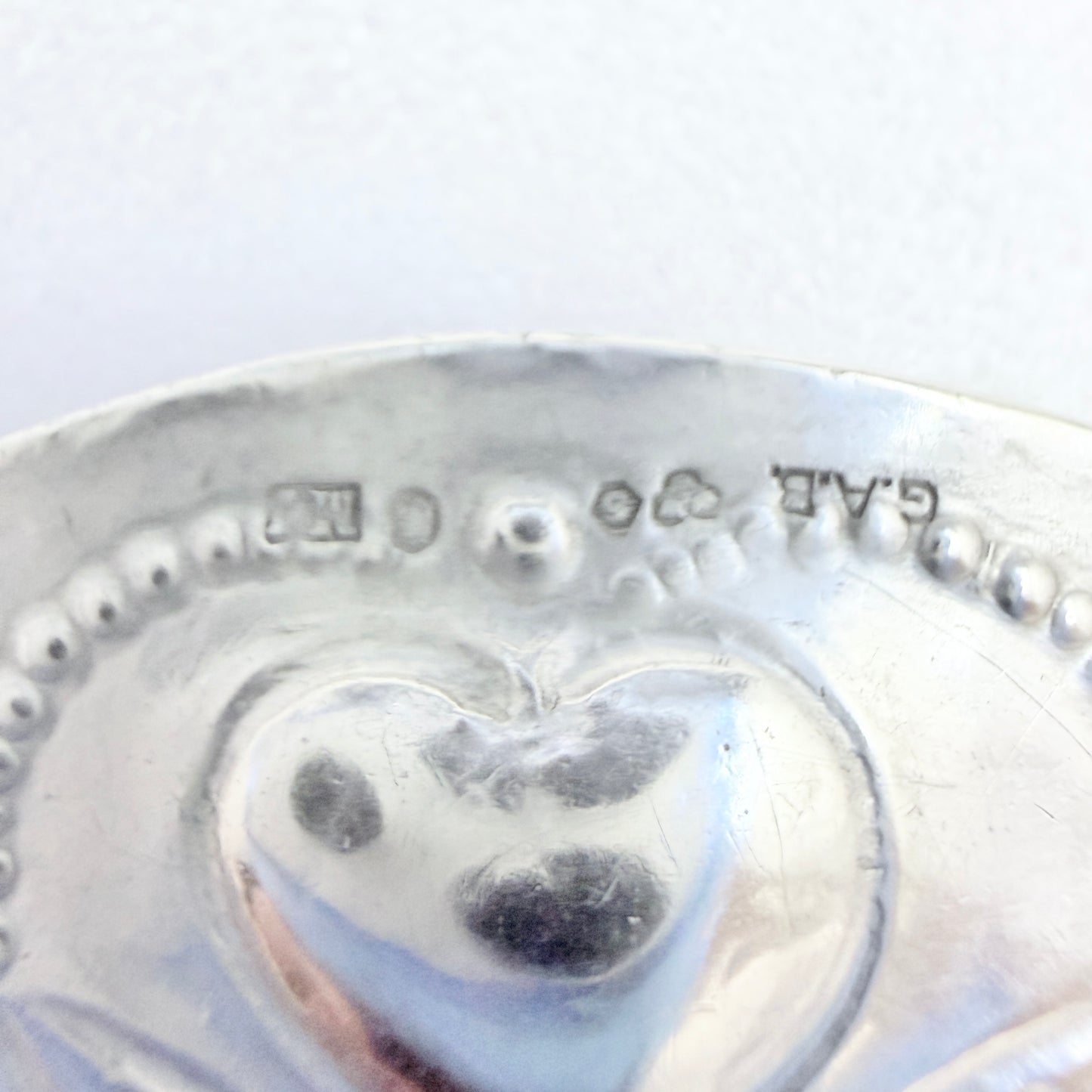 GAB, Sweden 1914. Antique Solid Silver Four Hearts Brooch.
