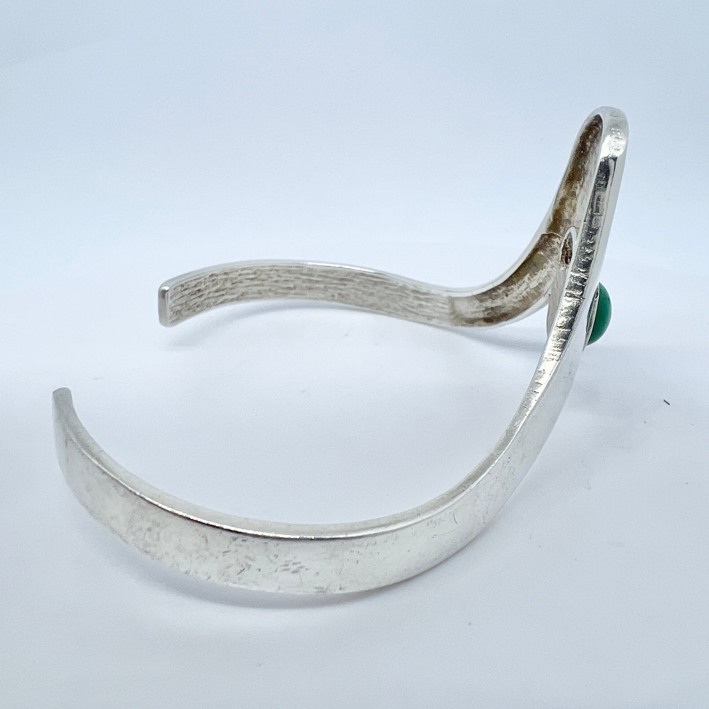 Israel, Vintage Sterling Silver Eilat Stone Cuff Bracelet.