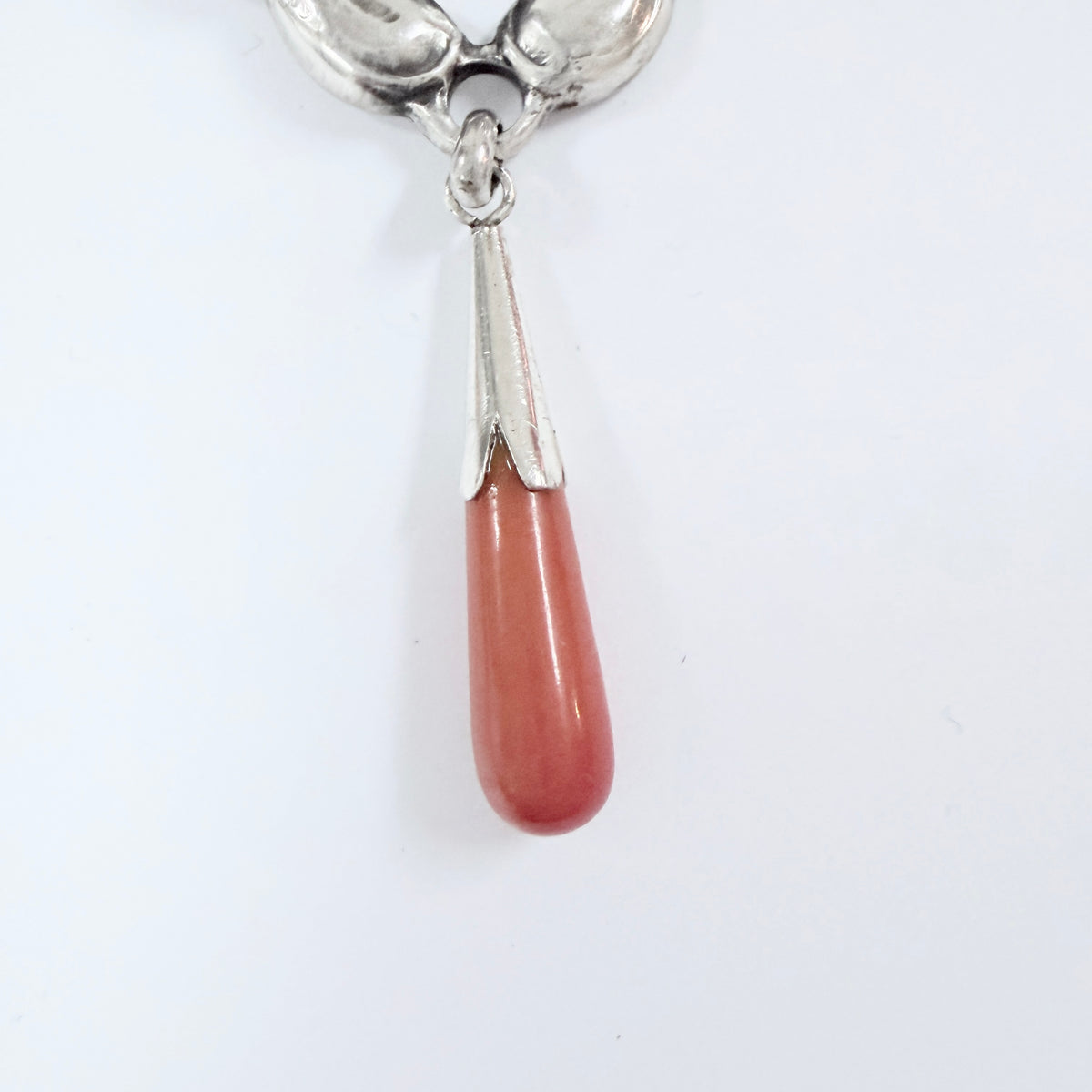 Grann & Laglye, Denmark c 1910s Antique Skonvirke Arts and Crafts Solid Silver Amber Pendant Necklace.
