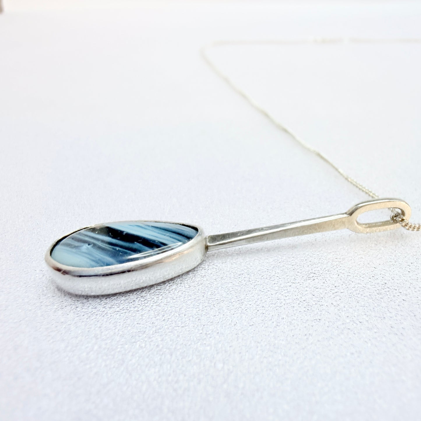 Sweden year 2012. Sterling Silver Bergslagen-stone Pendant Necklace.