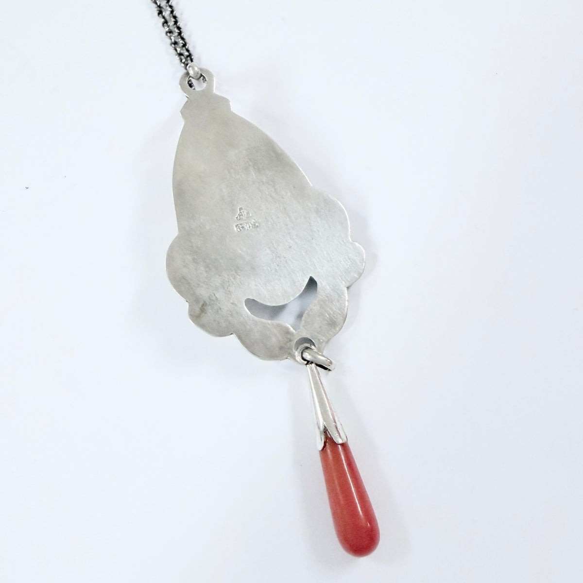 Grann & Laglye, Denmark c 1910s Antique Skonvirke Arts and Crafts Solid Silver Amber Pendant Necklace.