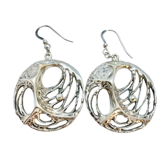 Sten & Laine, Finland early 1970s. Vintage Solid Silver Large Earrings.