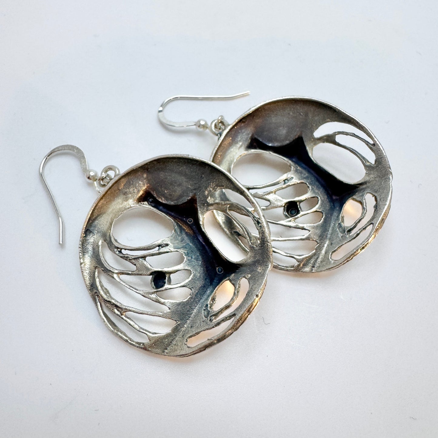 Sten & Laine, Finland early 1970s. Vintage Solid Silver Large Earrings.