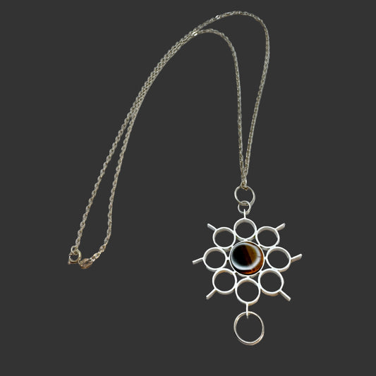 Jorma Laine for Kultateollisuus, Finland 1973. Silver Tiger's Eye Pendant Necklace