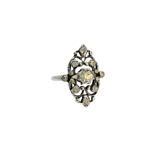 Vintage c 1940s. Solid Silver Paste Stone Ring.