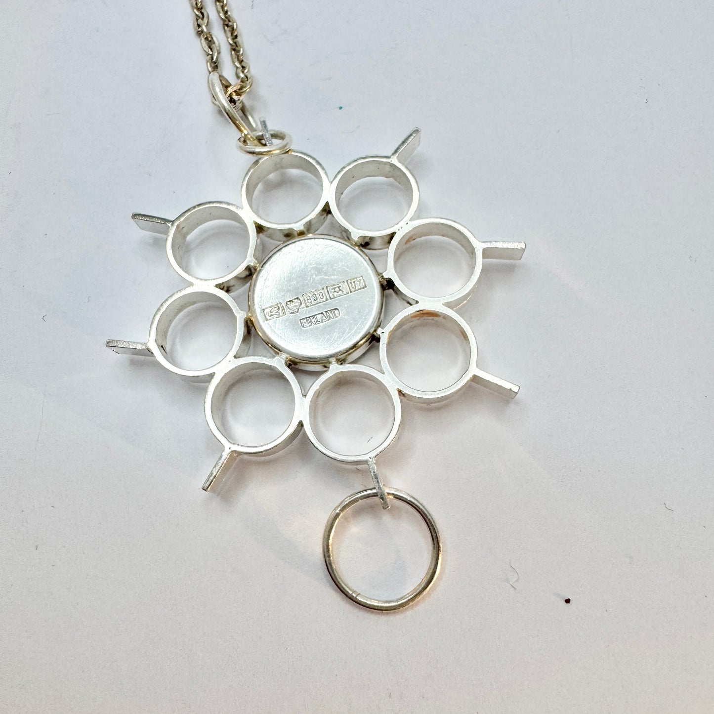 Jorma Laine for Kultateollisuus, Finland 1973. Silver Tiger's Eye Pendant Necklace