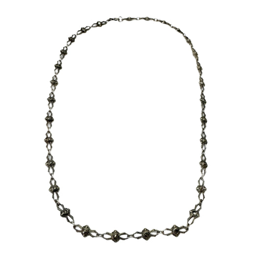 Vintage 1930-40s Sterling 935 Silver Marcasite Necklace.