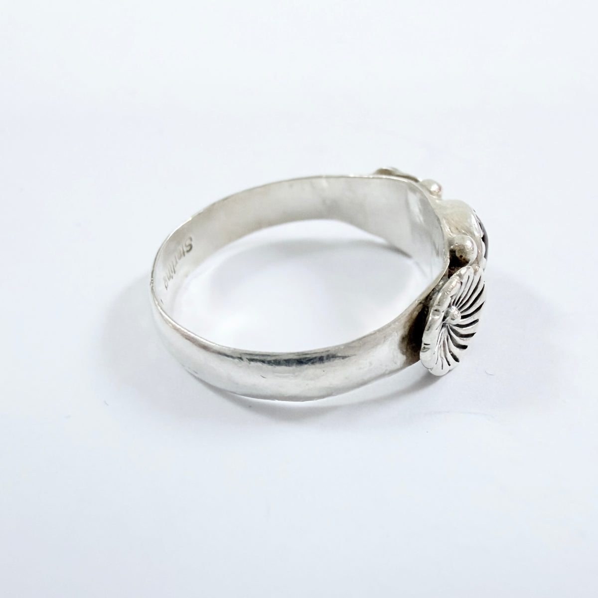 Prob. Jason Livingston. Vintage Native American Sterling Silver Onyx Ring.