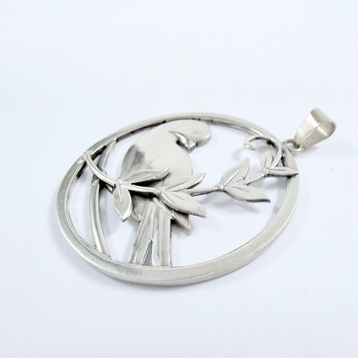 Vintage Mid-century Solid Silver Peace Dove Pendant.