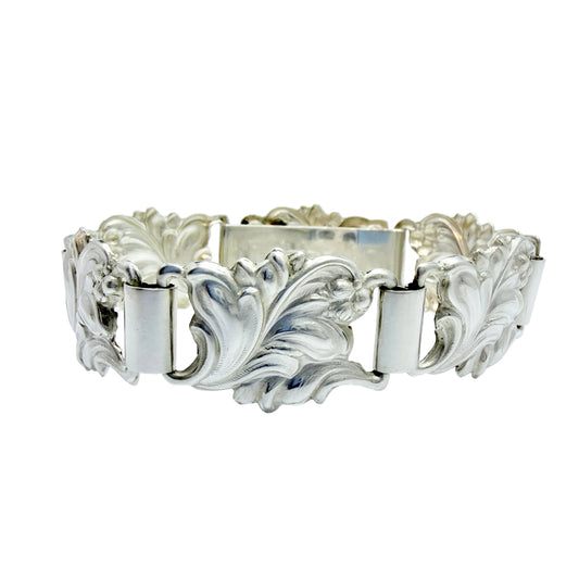 Asa-Silver Tage Linde, Sweden 1957. Vintage Solid Silver Leaf Organic Bracelet.