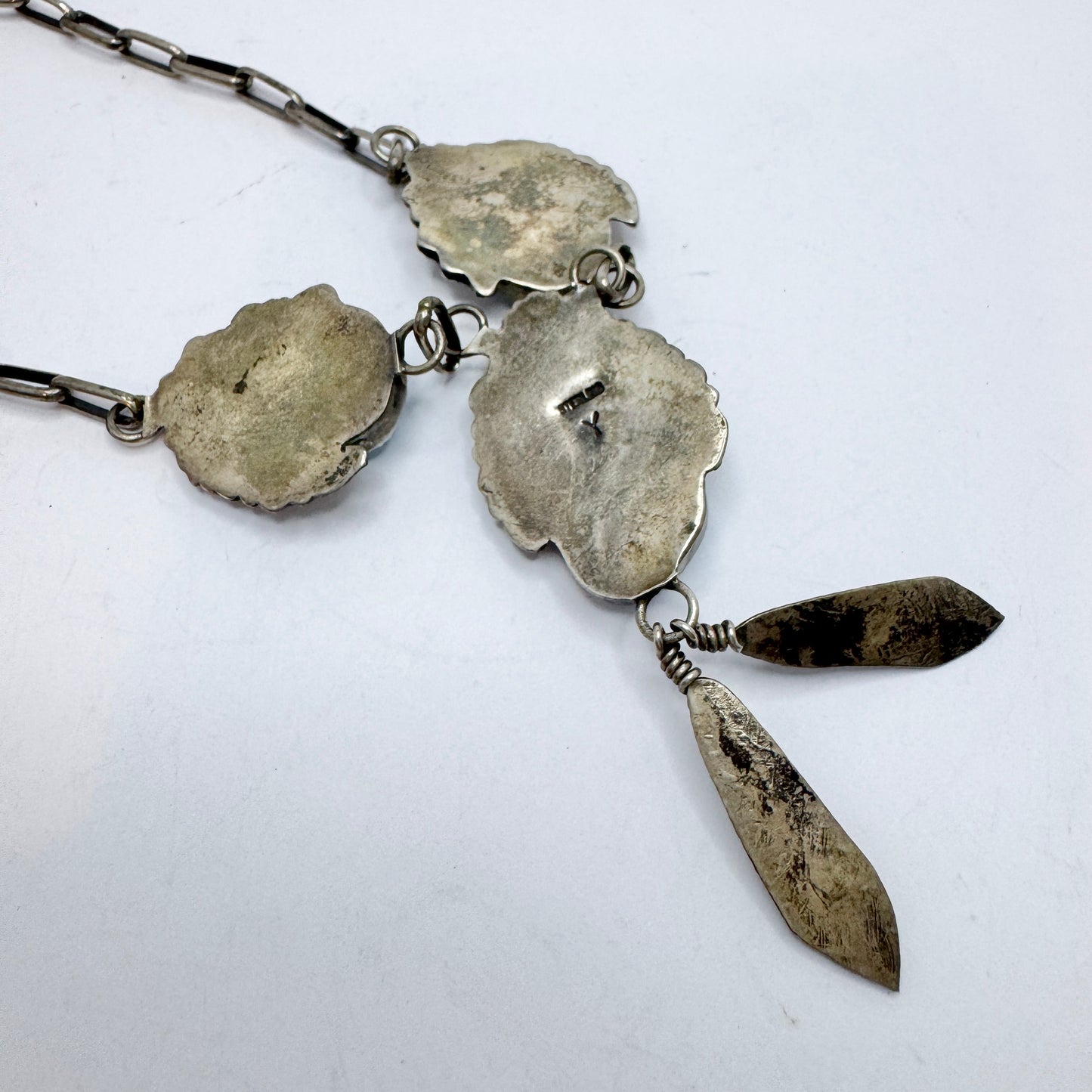 Vintage Sterling Silver Turquoise Native American Necklace. Likely Johnson Yazzie