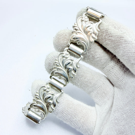 Asa-Silver Tage Linde, Sweden 1957. Vintage Solid Silver Leaf Organic Bracelet.