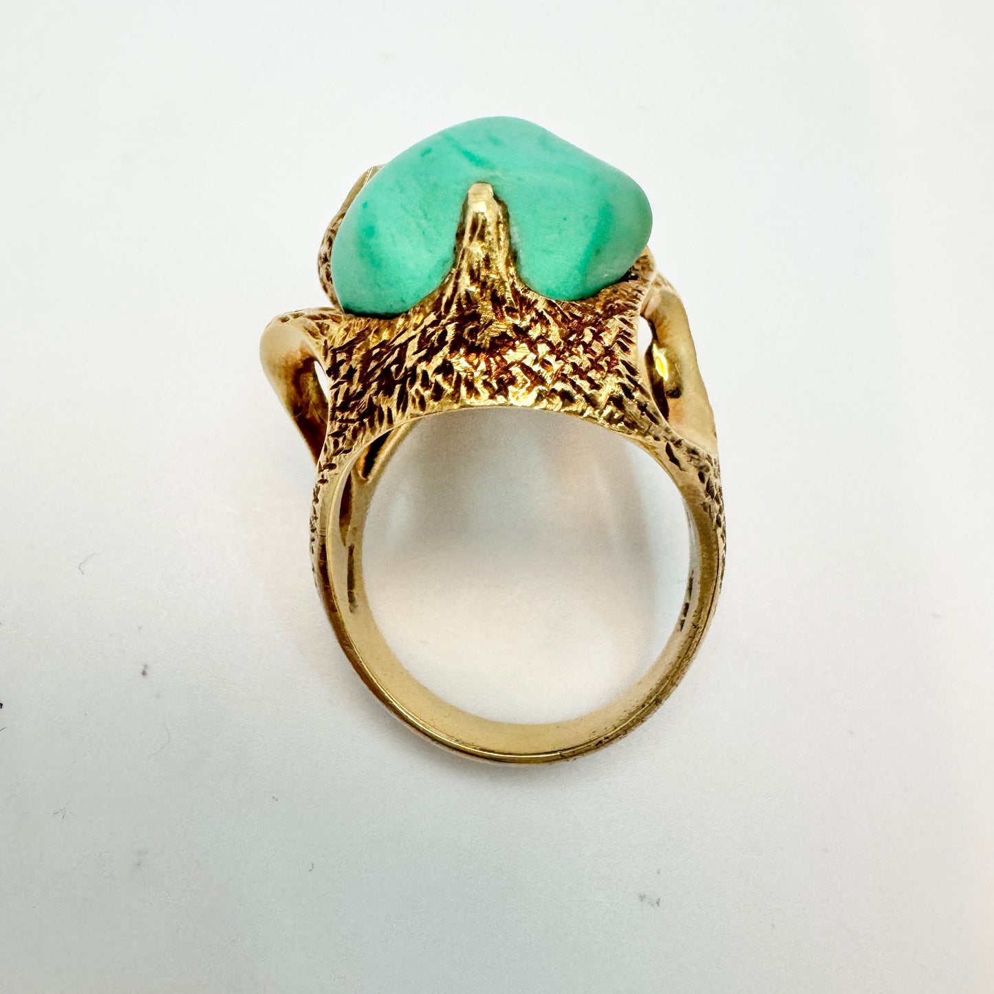 Vintage 1970s. Bold 14k Gold Turquoise Cocktail RIng.