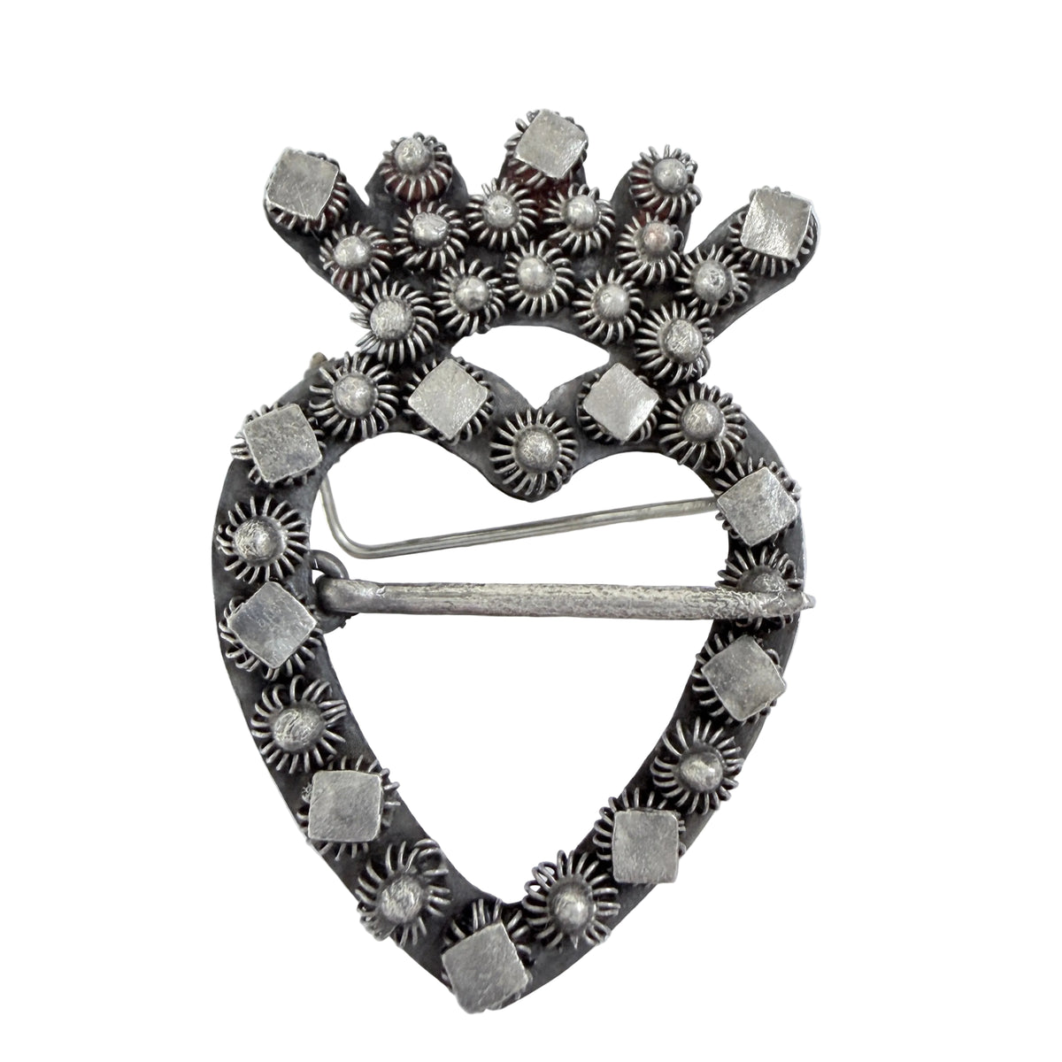 Sigvard Delcomyn, Sweden 1933. Vintage Silver Crowned Heart Brooch.