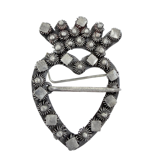 Sigvard Delcomyn, Sweden 1933. Vintage Silver Crowned Heart Brooch.