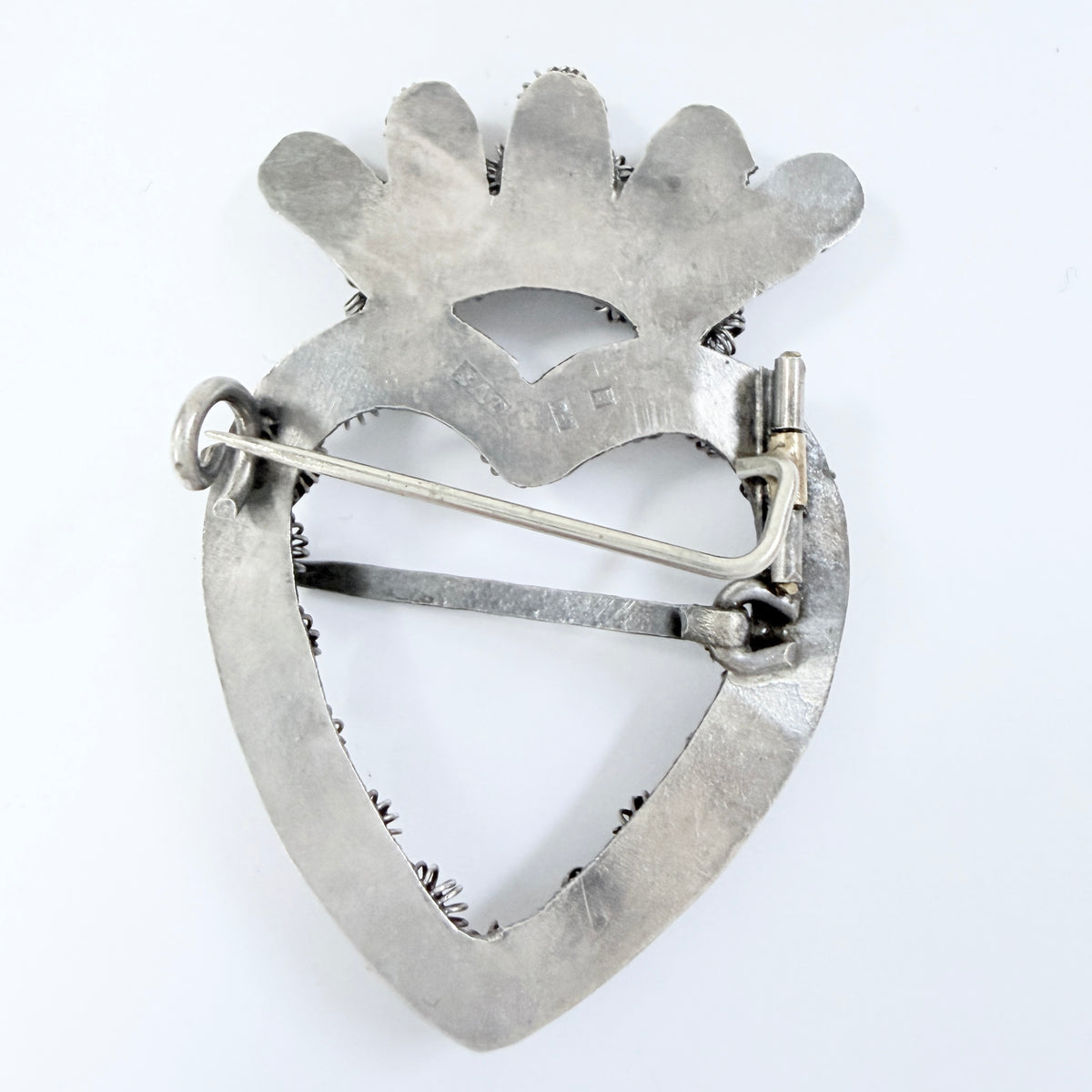 Sigvard Delcomyn, Sweden 1933. Vintage Silver Crowned Heart Brooch.