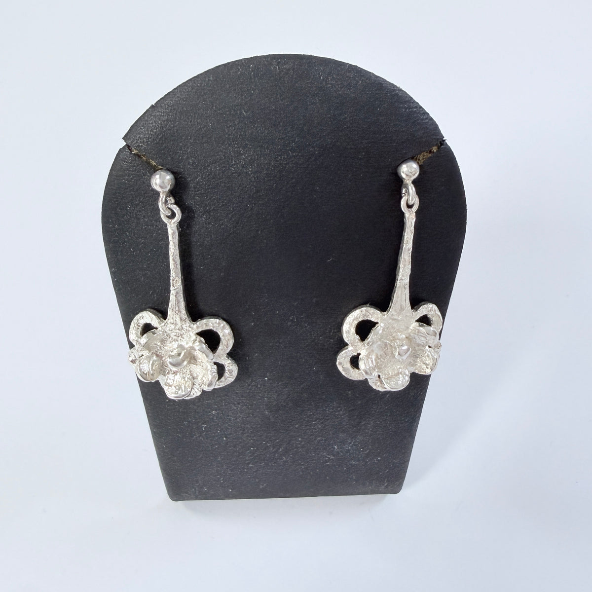 Theresia Hvorslev, Sweden early 1970s. Vintage Sterling Silver Flower Earrings. Signed.